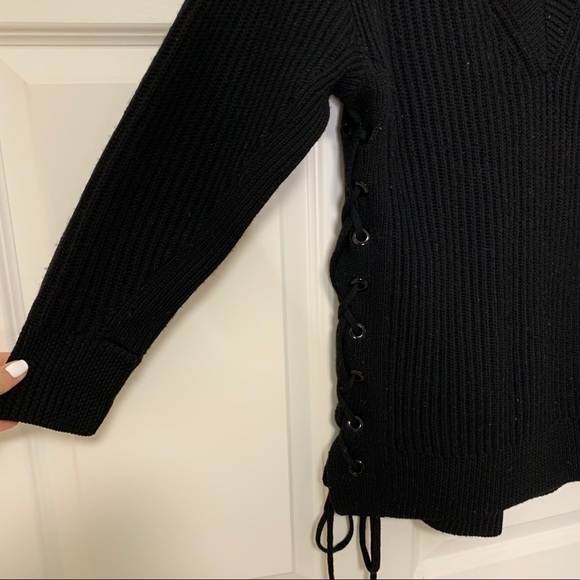Rag & Bone Ivy Tie Wool Knit Sweater in Black XS - Picture 6 of 10